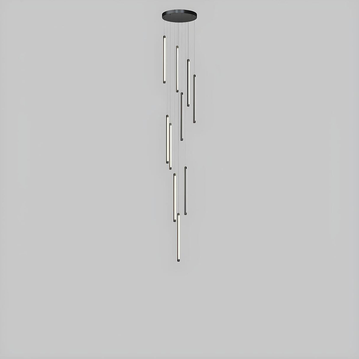 Modern Black Multi-Tube Acrylic LED Round Pendant Light Image - 14