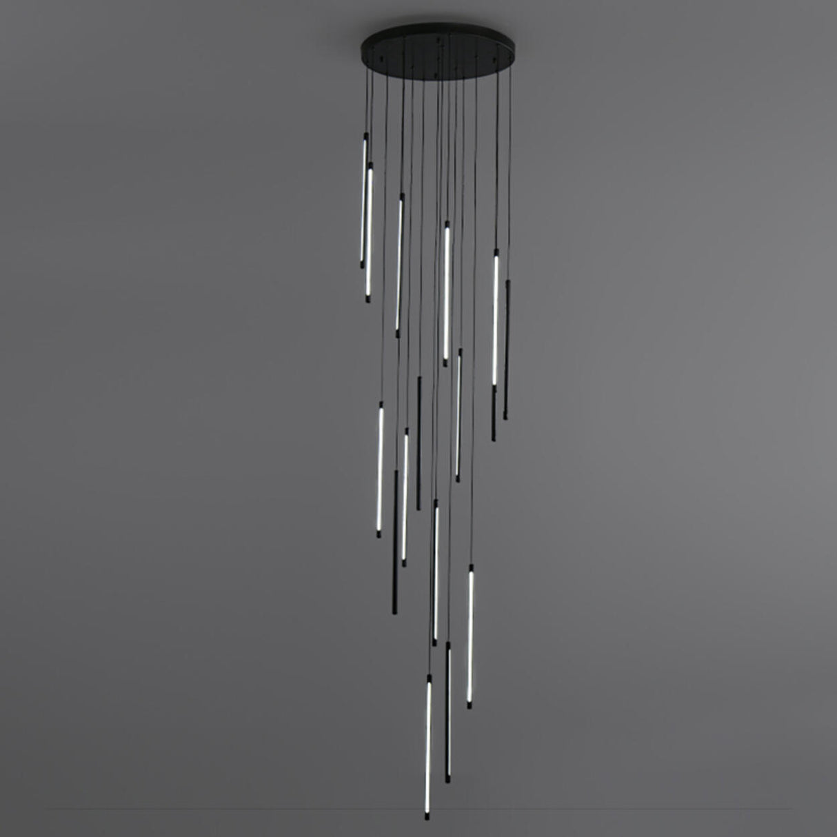 Modern Black Multi-Tube Acrylic LED Round Pendant Light Image - 16