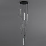 Modern Black Multi-Tube Acrylic LED Round Pendant Light Image - 16