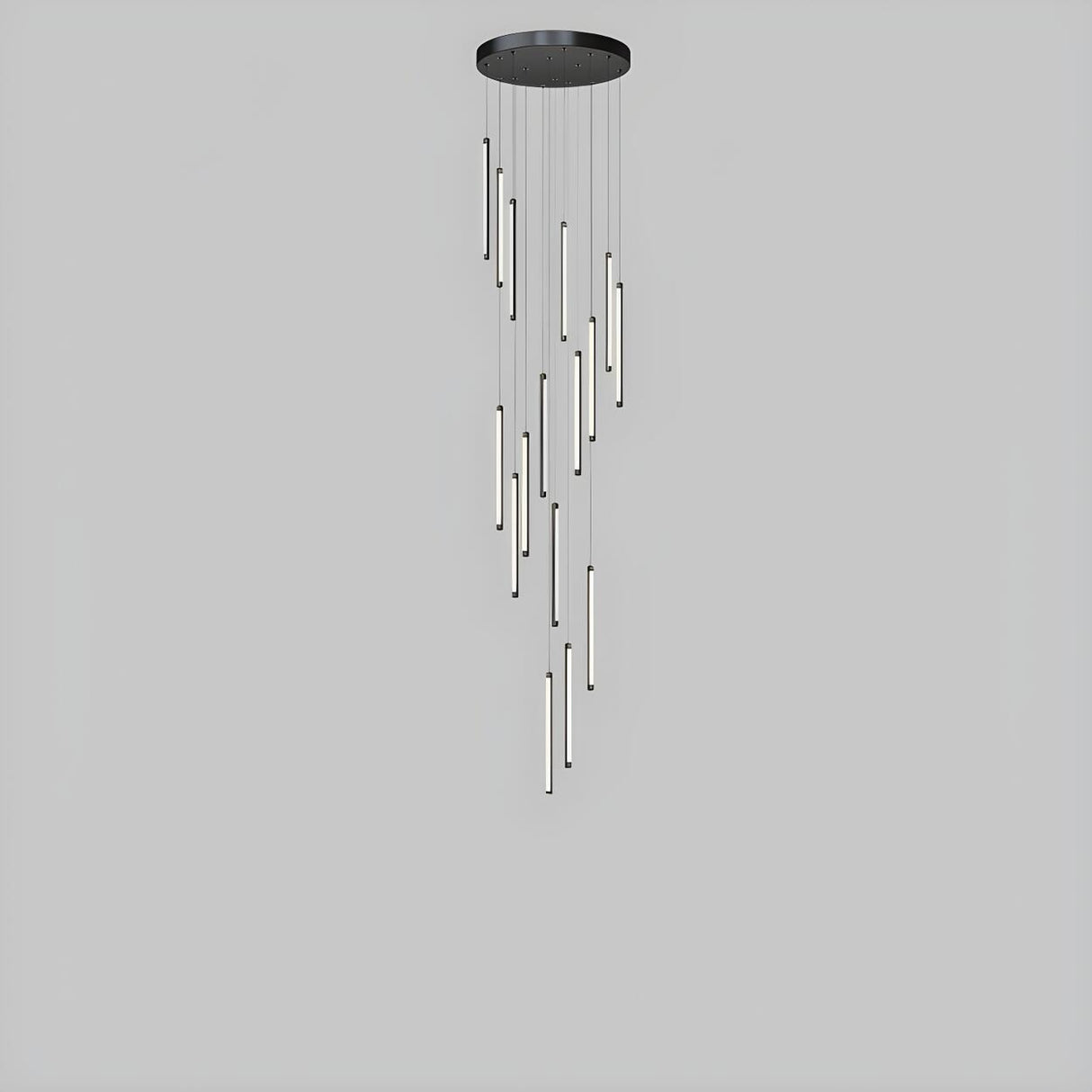 Modern Black Multi-Tube Acrylic LED Round Pendant Light Image - 17