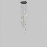 Modern Black Multi-Tube Acrylic LED Round Pendant Light Image - 17