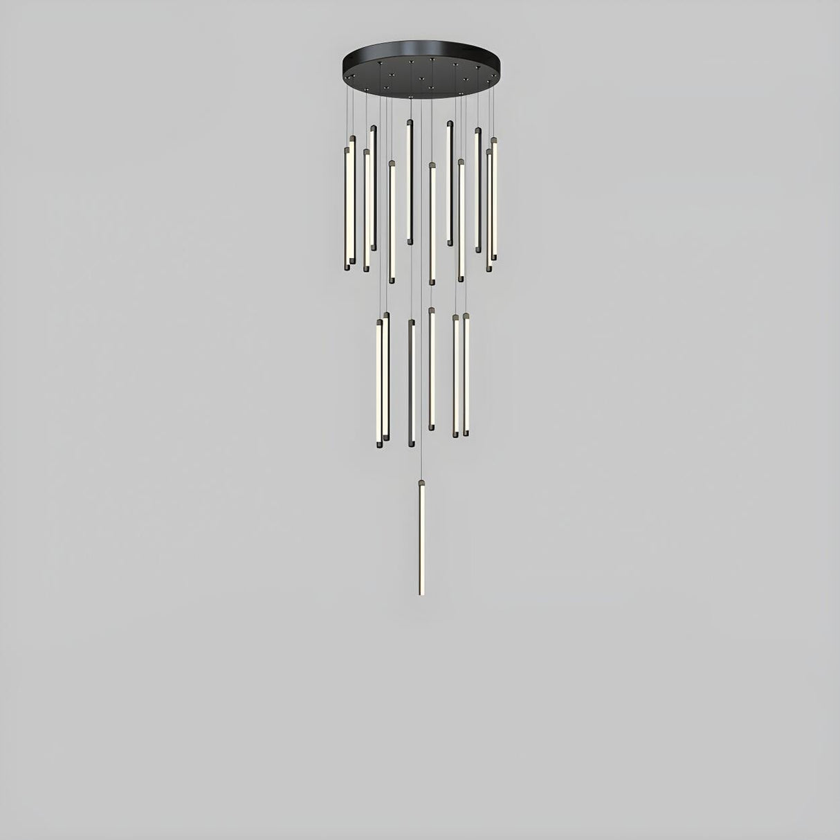 Modern Black Multi-Tube Acrylic LED Round Pendant Light Image - 19