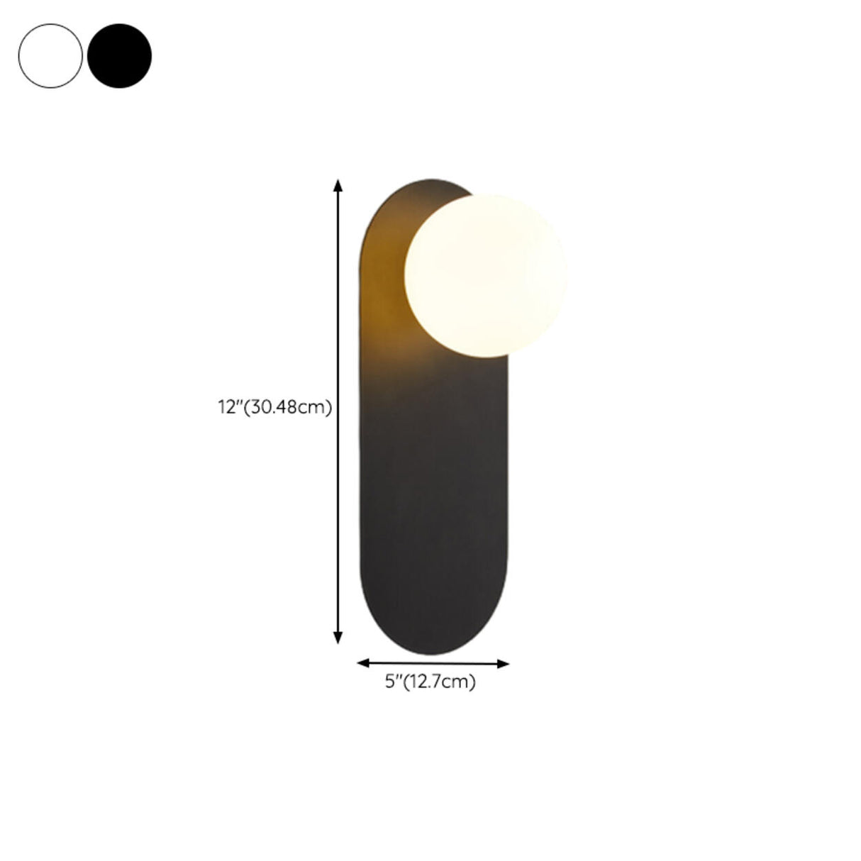 Modern Black Oval LED Wall Sconce Light Fixtures 