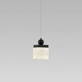 Modern Black Patterned Glass Cylinder LED Pendant Light Image - 10