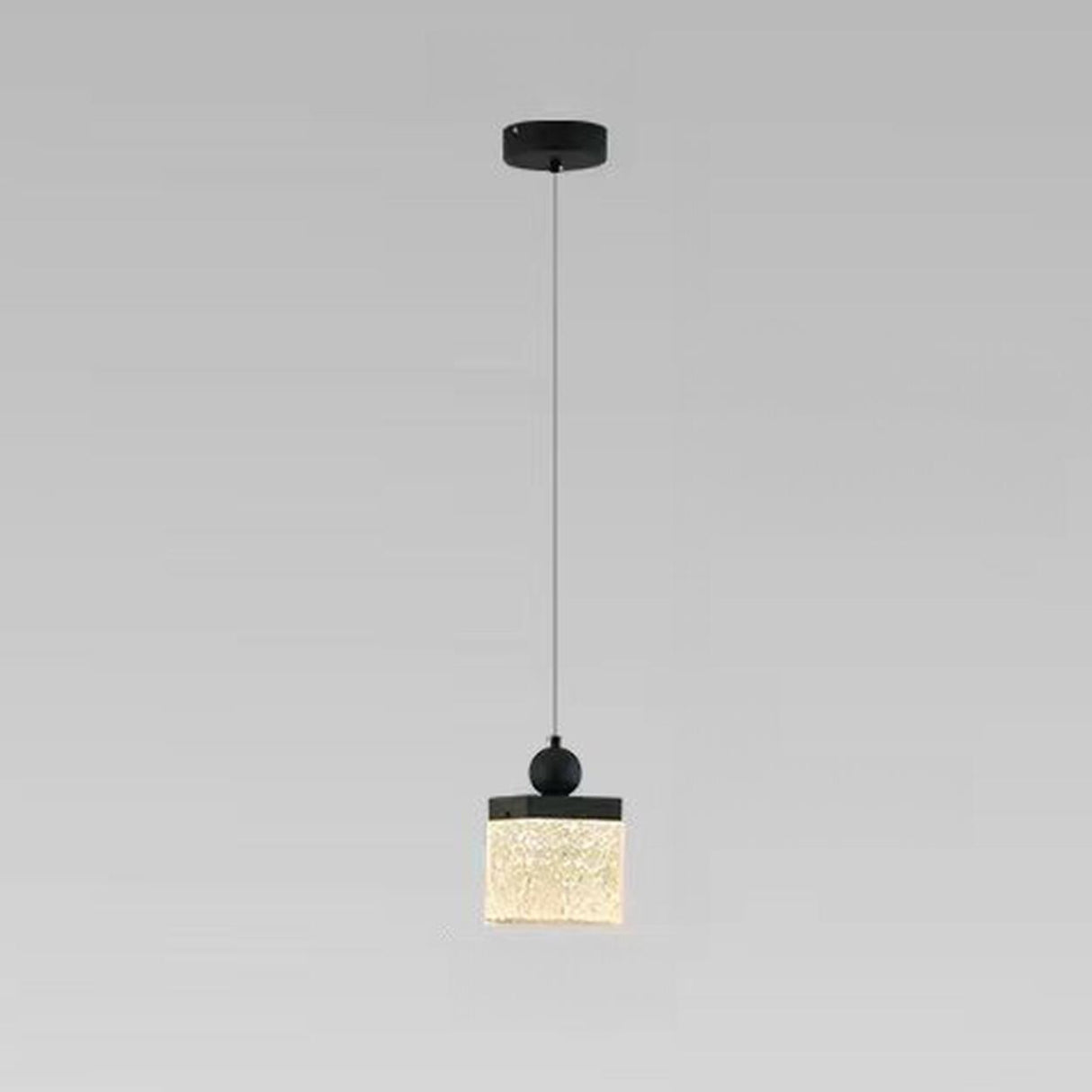 Modern Black Patterned Glass Cylinder LED Pendant Light Image - 3