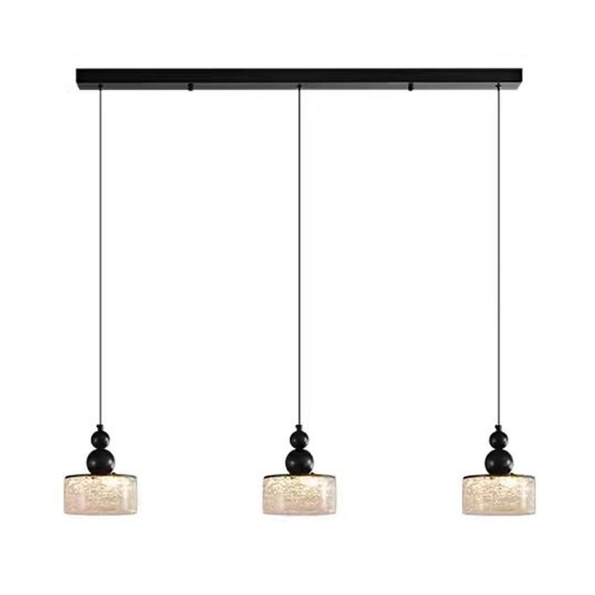 Modern Black Patterned Glass Cylinder LED Pendant Light Image - 5