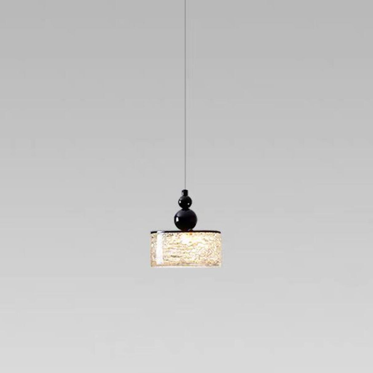 Modern Black Patterned Glass Cylinder LED Pendant Light Image - 9