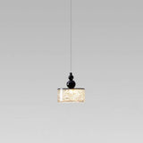 Modern Black Patterned Glass Cylinder LED Pendant Light Image - 9