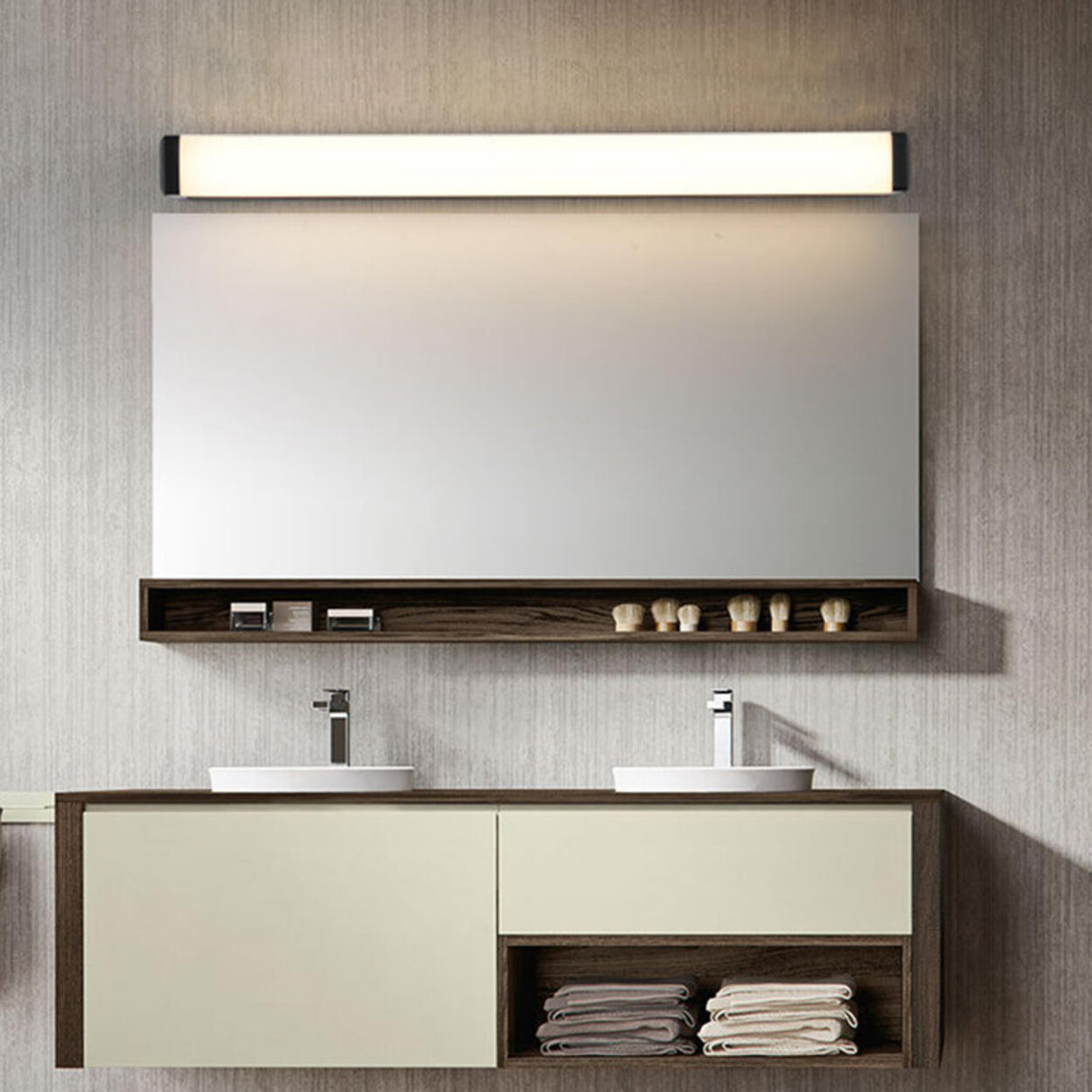 Modern Black Rectangluar LED Bathroom Vanity Light Image - 1