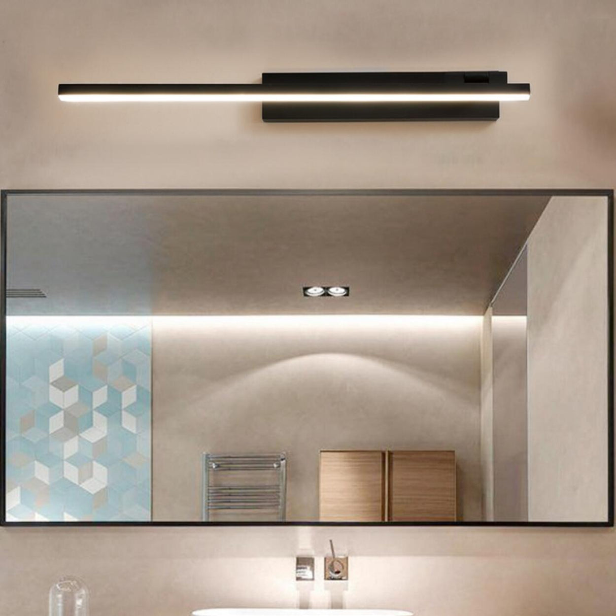 Modern Black Rectangular Bathroom Vanity Light  Image - 1