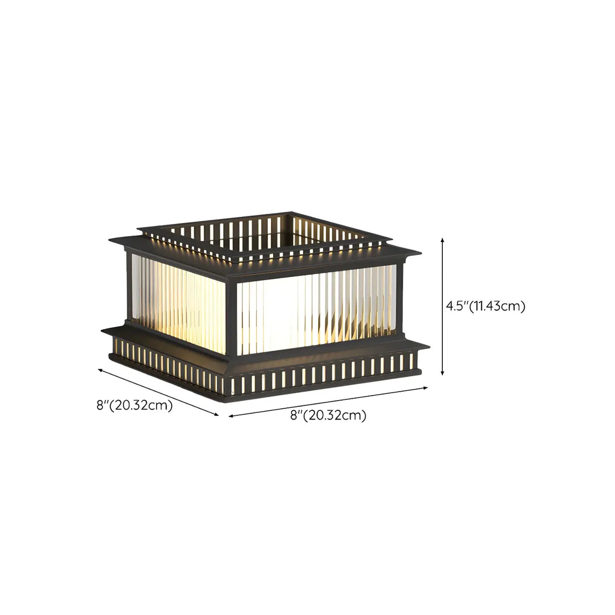 Modern Black Rectangular Hollow Floor Outdoor Lamp 