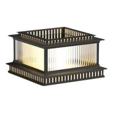 Modern Black Rectangular Hollow Floor Outdoor Lamp Image - 2