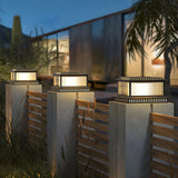 Modern Black Rectangular Hollow Floor Outdoor Lamp Image - 5