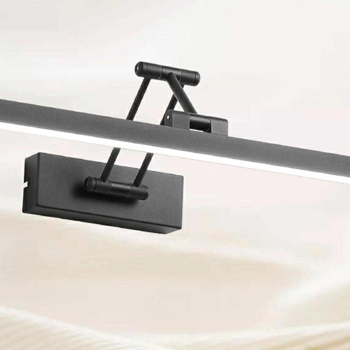 Modern Black Rectangular Integrated LED Vanity Light Image - 16