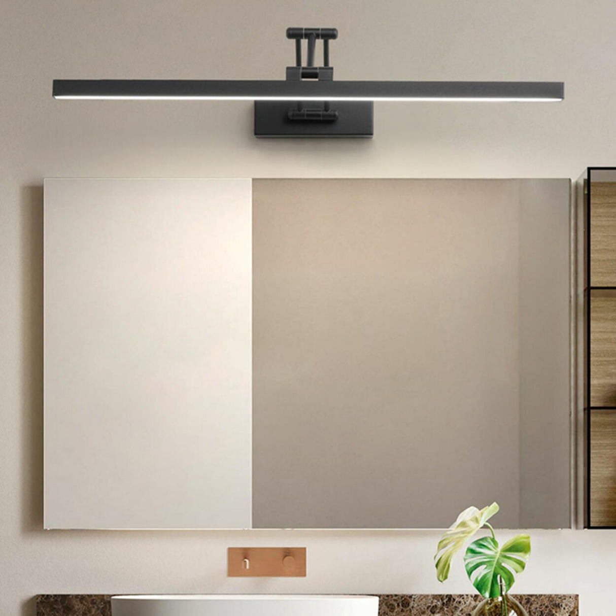 Modern Black Rectangular Integrated LED Vanity Light Image - 17