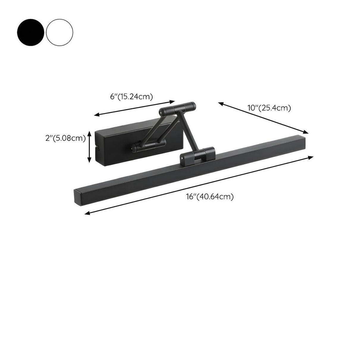 Modern Black Rectangular Integrated LED Vanity Light 