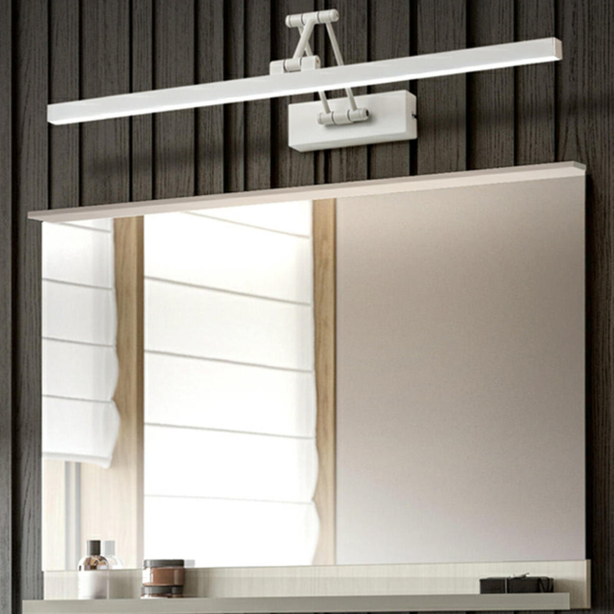 Modern Black Rectangular Integrated LED Vanity Light Image - 8