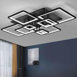 Modern Black Rectangular LED Semi-Flush Mount Light Image - 1