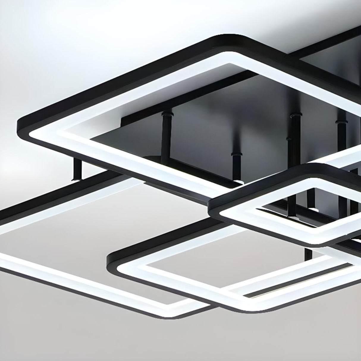 Modern Black Rectangular LED Semi-Flush Mount Light Image - 15