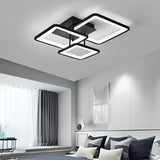 Modern Black Rectangular LED Semi-Flush Mount Light Image - 3