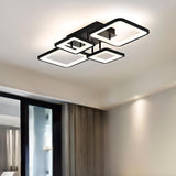 Modern Black Rectangular LED Semi-Flush Mount Light Image - 4