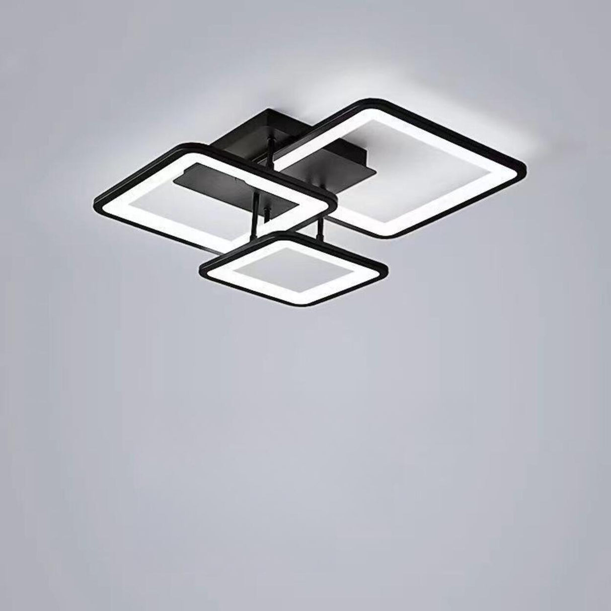 Modern Black Rectangular LED Semi-Flush Mount Light Image - 6