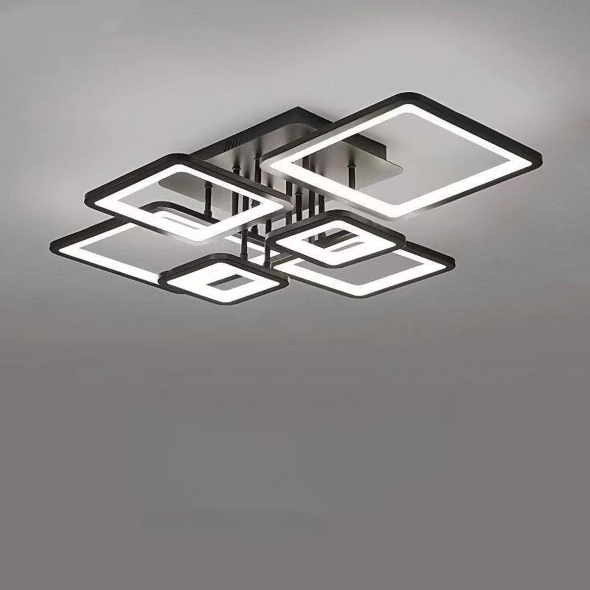 Modern Black Rectangular LED Semi-Flush Mount Light Image - 8