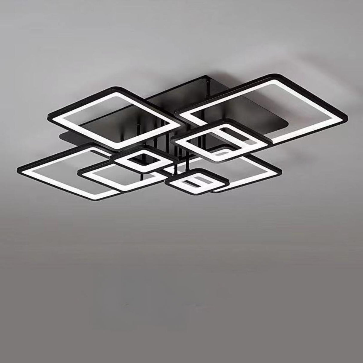 Modern Black Rectangular LED Semi-Flush Mount Light Image - 9