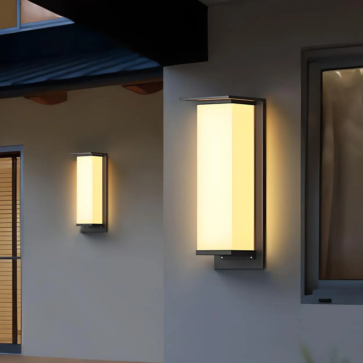 Modern Black Rectangular Metal Outdoor Wall Lights Image - 4