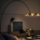 Modern Black Ring and Arc LED Metal Floor Lamp Image - 11