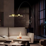 Modern Black Ring and Arc LED Metal Floor Lamp Image - 12