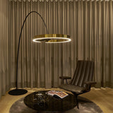 Modern Black Ring and Arc LED Metal Floor Lamp Image - 13