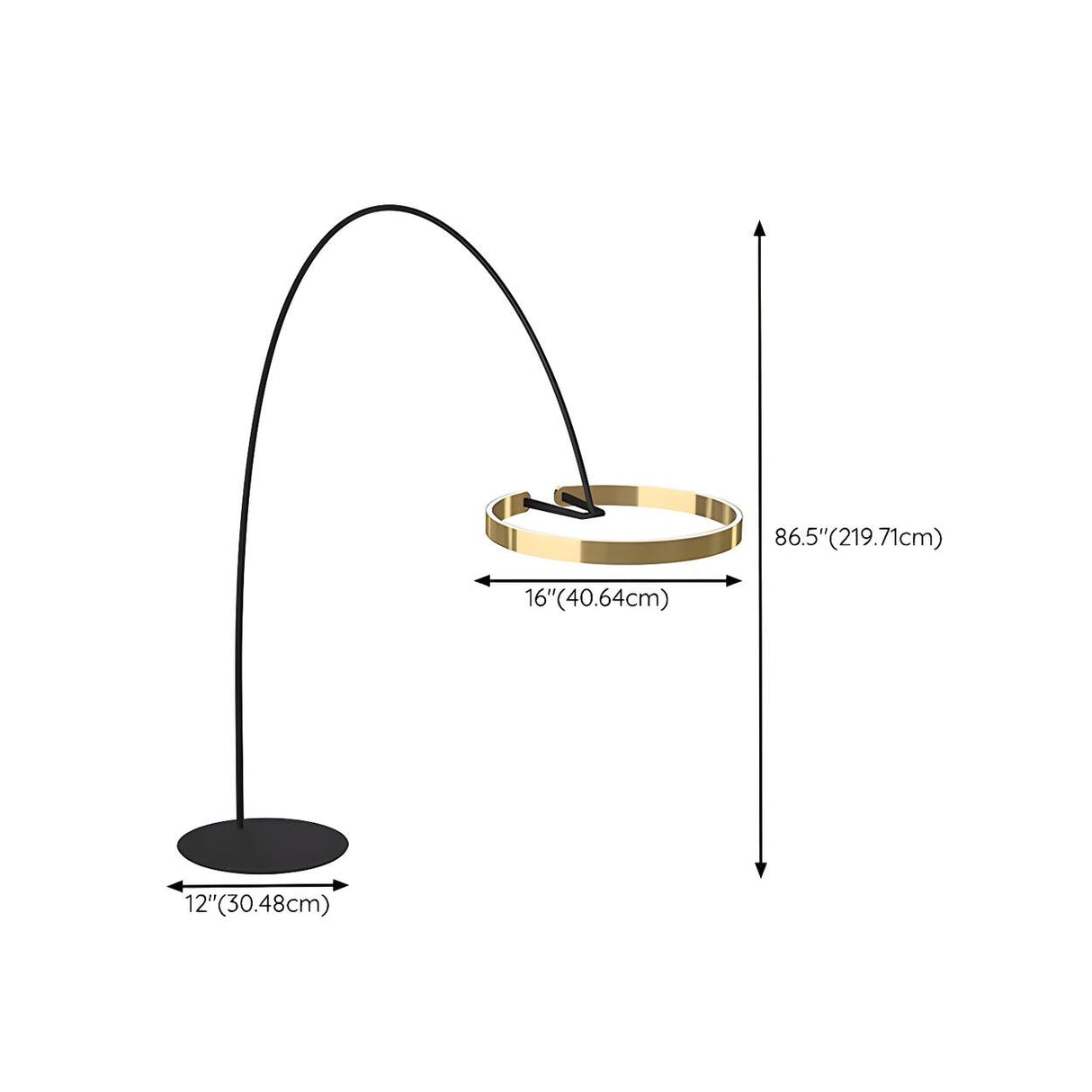 Modern Black Ring and Arc LED Metal Floor Lamp 