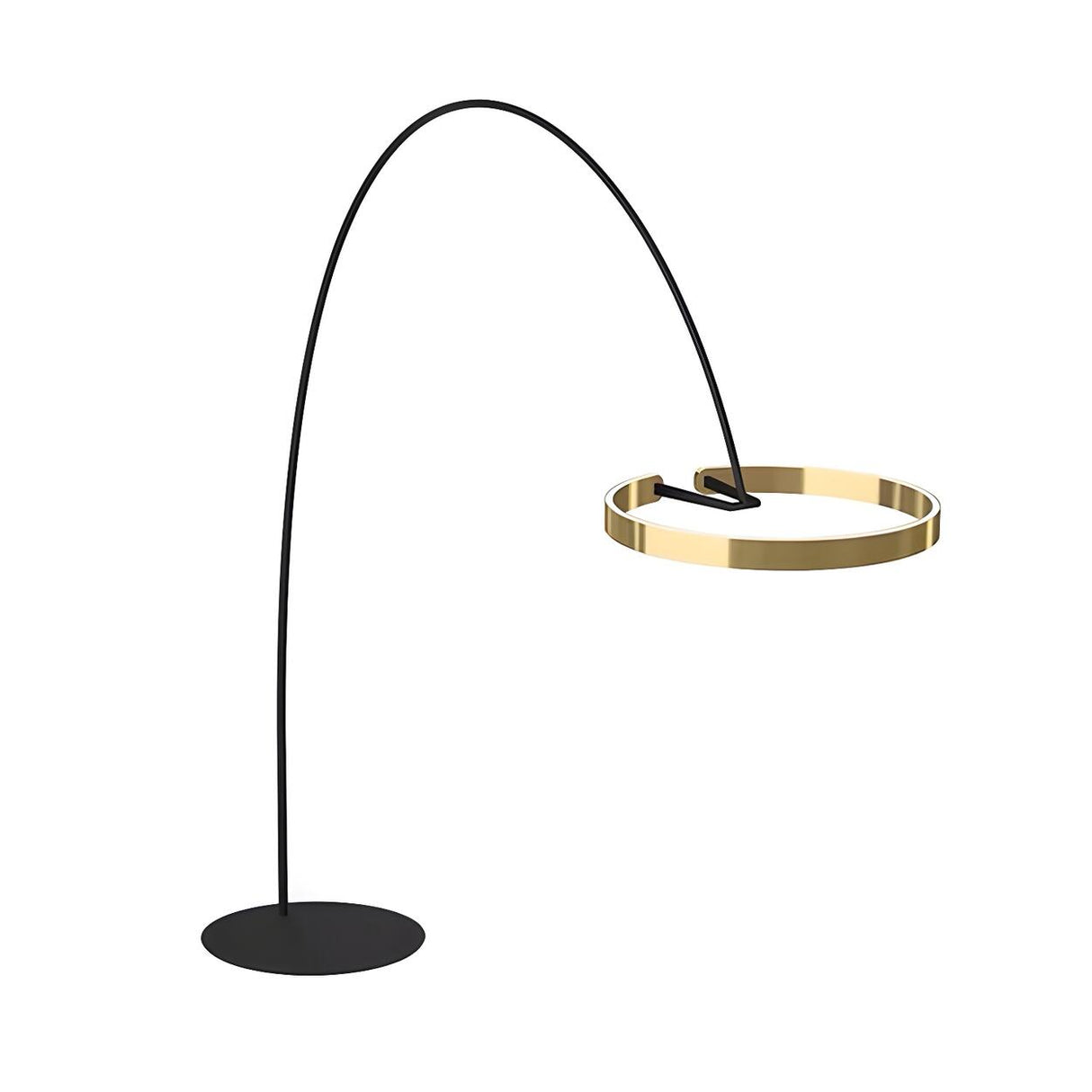 Modern Black Ring and Arc LED Metal Floor Lamp Image - 5