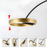 Modern Black Ring and Arc LED Metal Floor Lamp Image - 8