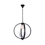 Modern Black Ring White Antler Globe Pendant Chandelier Image - 4