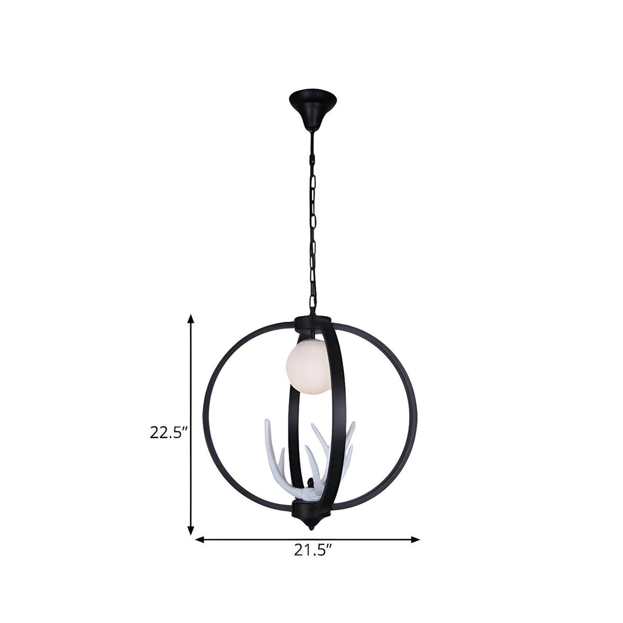 Modern Black Ring White Antler Globe Pendant Chandelier 