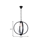 Modern Black Ring White Antler Globe Pendant Chandelier #size