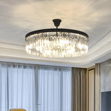 Modern Black Round Crystal Black Living Room Chandelier Image - 2