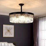 Modern Black Round Crystal Black Living Room Chandelier Image - 3