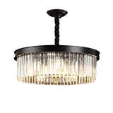 Modern Black Round Crystal Black Living Room Chandelier Image - 5