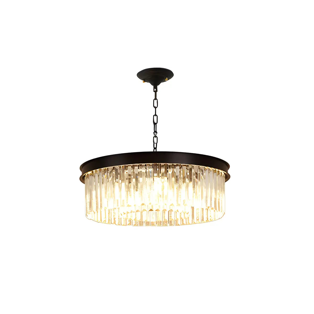 Modern Black Round Crystal Black Living Room Chandelier Image - 6