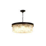 Modern Black Round Crystal Black Living Room Chandelier Image - 6