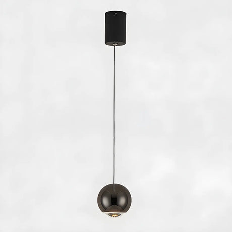 Modern Black Round Metal Globe Pendant Light Bedroom Image - 2