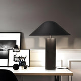 Modern Black Simple Conical Shade Column Table Lamp Image - 1