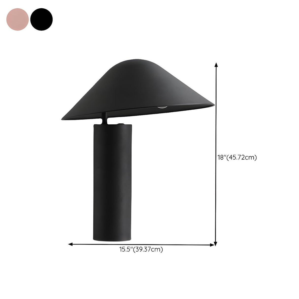 Modern Black Simple Conical Shade Column Table Lamp 