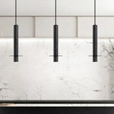 Modern Black Sintered Stone Cylinder Pendant Light Image - 3