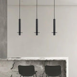 Modern Black Sintered Stone Cylinder Pendant Light Image - 4