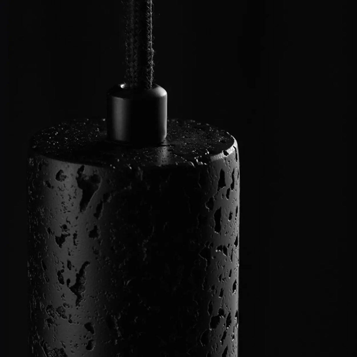 Modern Black Sintered Stone Cylinder Pendant Light Image - 6