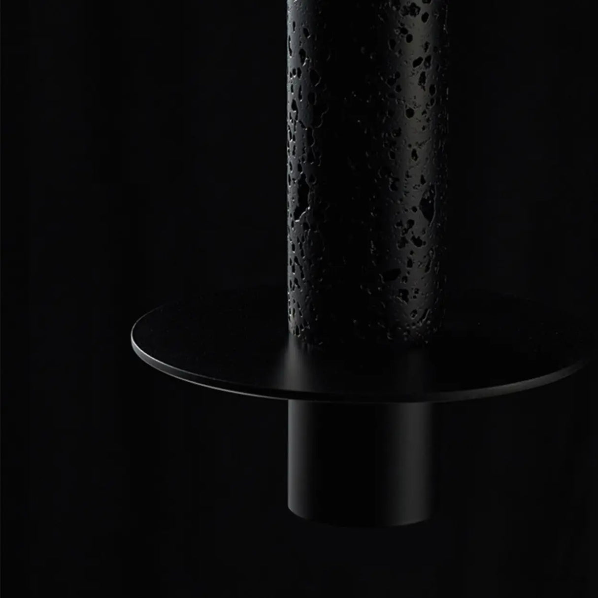 Modern Black Sintered Stone Cylinder Pendant Light Image - 7